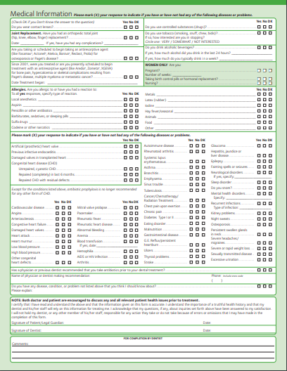 Utley Dental new patient forms